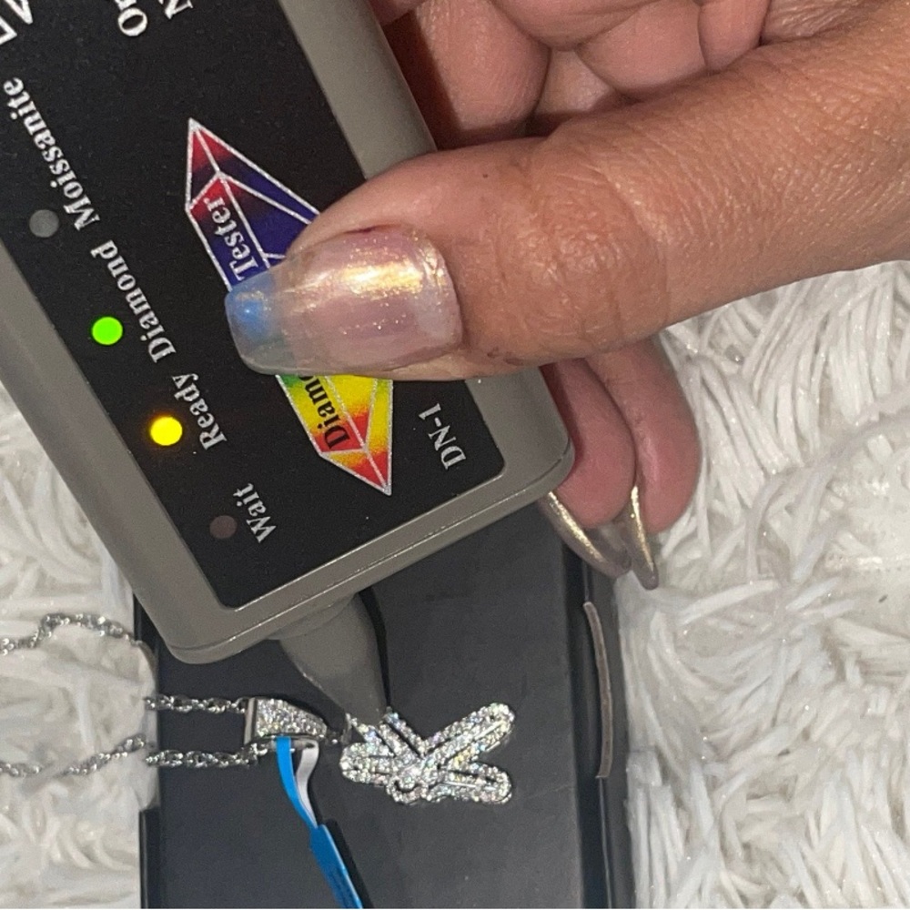 Vvs GRA certified white gold vermeil K initial pendant 100% passes diamond tests - Picture 3 of 4